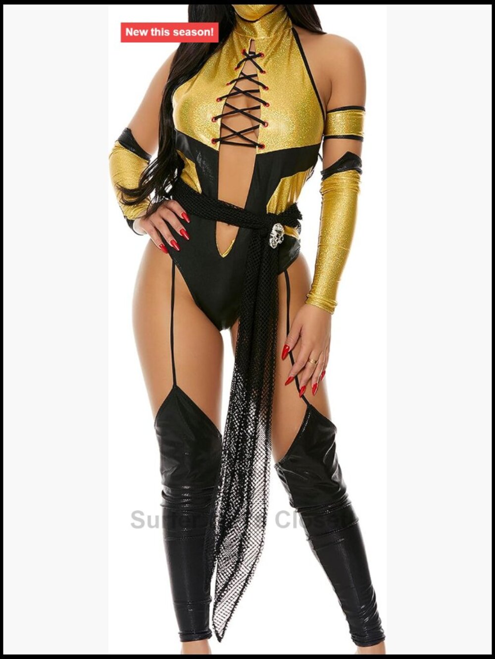 Video Game Character Costume Set Bodysuit Sleeves Belt Armband Mask Halloween